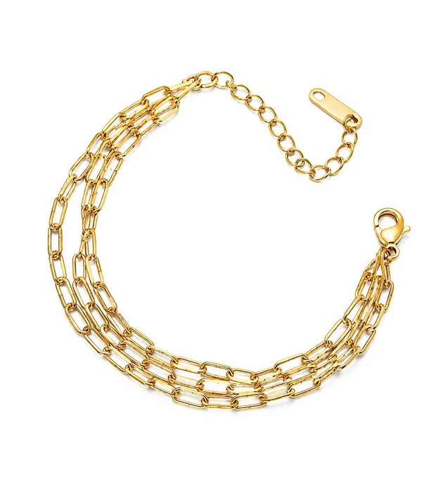 SHANKHRAJ_MALL_Gold_Layered_Paperclip_Chain_Bracelet_with_Lobster_Clasp