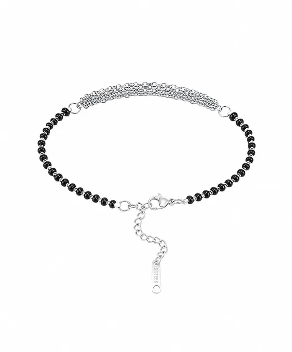 SHANKHRAJ_MALL_Black_Beaded_Mangalsutra_Bracelet,_Silver_Chain,_Lobster_Clasp,_Adjustable