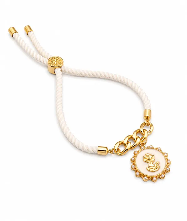Adjustable_Twisted_Thread_Charm_Bracelet_for_Women_&_Girls_|_Gold-Tone_Chain_Bracelet_with_Baby_Feet,_Butterfly_&_Cross_Charms_|_Fashion_Handmade_Friendship_Bracelet_(WHITE)