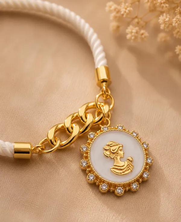 Adjustable_Twisted_Thread_Charm_Bracelet_for_Women_&_Girls_|_Gold-Tone_Chain_Bracelet_with_Baby_Feet,_Butterfly_&_Cross_Charms_|_Fashion_Handmade_Friendship_Bracelet_(WHITE)