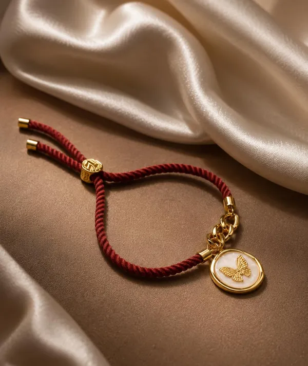 Adjustable_Twisted_Thread_Charm_Bracelet_for_Women_&_Girls_|_Gold-Tone_Chain_Bracelet_with_Baby_Feet,_Butterfly_&_Cross_Charms_|_Fashion_Handmade_Friendship_Bracelet_(BRWON)
