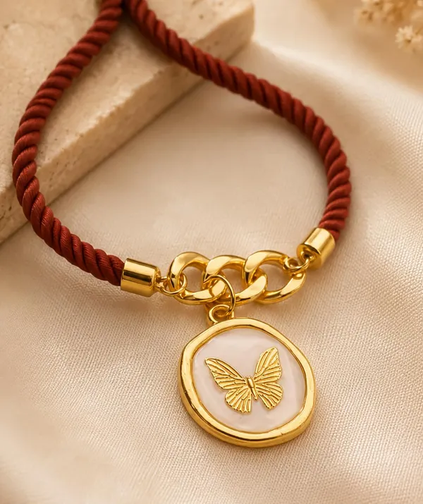 Adjustable_Twisted_Thread_Charm_Bracelet_for_Women_&_Girls_|_Gold-Tone_Chain_Bracelet_with_Baby_Feet,_Butterfly_&_Cross_Charms_|_Fashion_Handmade_Friendship_Bracelet_(BRWON)