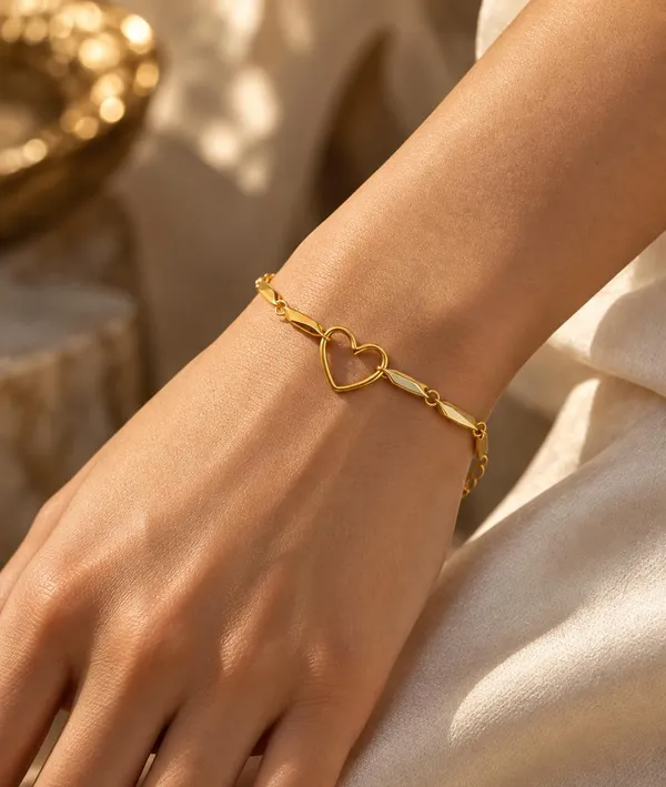 SHANKHRAJ_MALL_Gold-Tone_Open_Heart_Chain_Bracelet_with_Lobster_Clasp