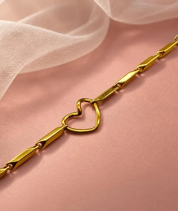 SHANKHRAJ_MALL_Gold-Tone_Open_Heart_Chain_Bracelet_with_Lobster_Clasp