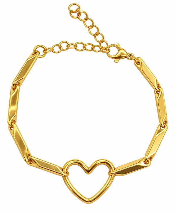 SHANKHRAJ_MALL_Gold-Tone_Open_Heart_Chain_Bracelet_with_Lobster_Clasp
