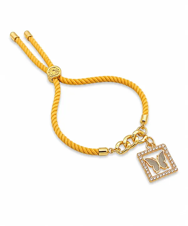 Adjustable_Twisted_Thread_Charm_Bracelet_for_Women_&_Girls_|_Gold-Tone_Chain_Bracelet_with_Baby_Feet,_Butterfly_&_Cross_Charms_|_Fashion_Handmade_Friendship_Bracelet_(YELLOW)
