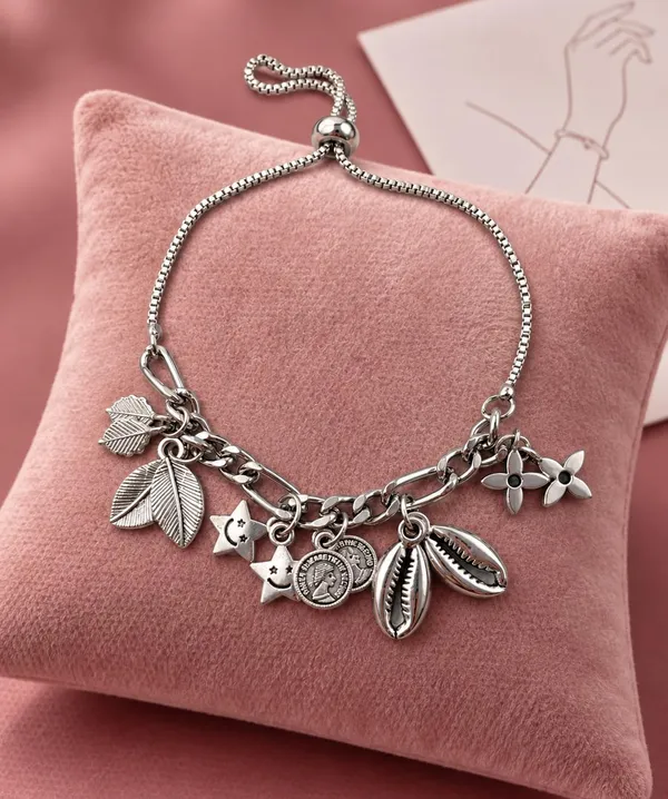 Silver_Tone_Multi_Charm_Bracelet_for_Women_&_Girls,_A694