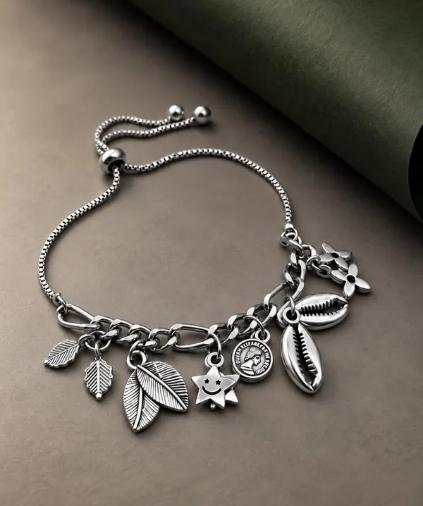 Silver_Tone_Multi_Charm_Bracelet_for_Women_&_Girls,_A694