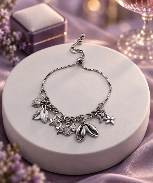Silver_Tone_Multi_Charm_Bracelet_for_Women_&_Girls,_A694