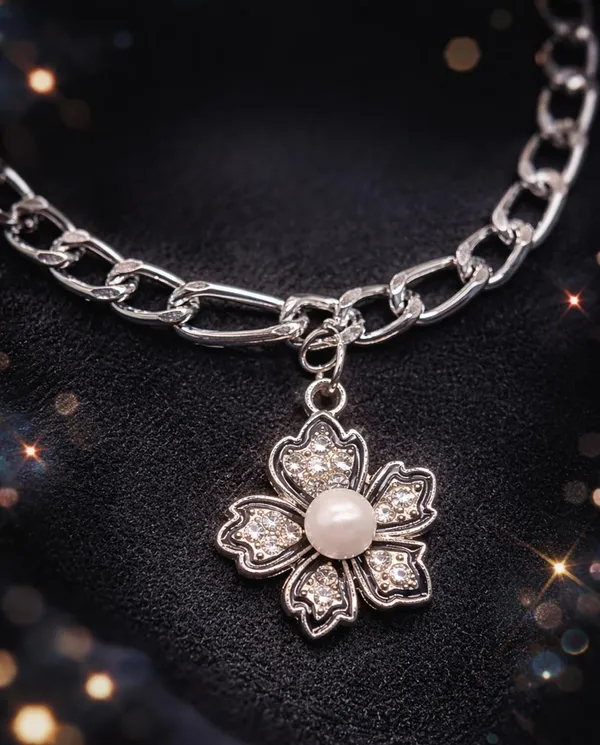 Silver_Tone_Floral_Charm_Bracelet_for_Women_|_Designer_Chain_Bracelet_with_Crystal_Flower_&_Pearl_Center_Pendant(A485,_1)