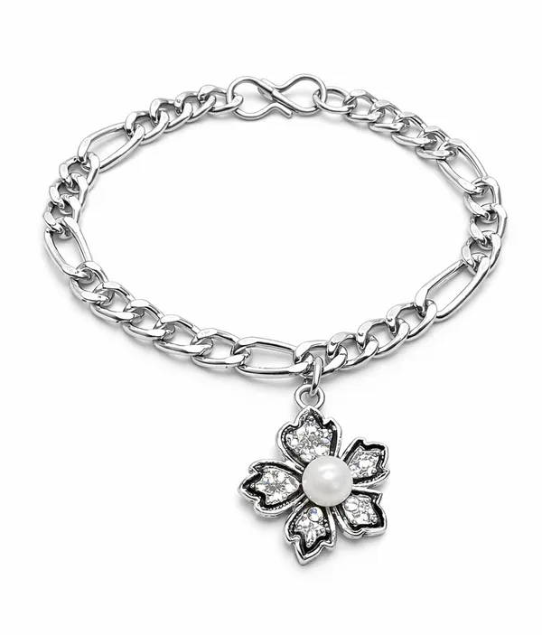 Silver_Tone_Floral_Charm_Bracelet_for_Women_|_Designer_Chain_Bracelet_with_Crystal_Flower_&_Pearl_Center_Pendant(A485,_1)