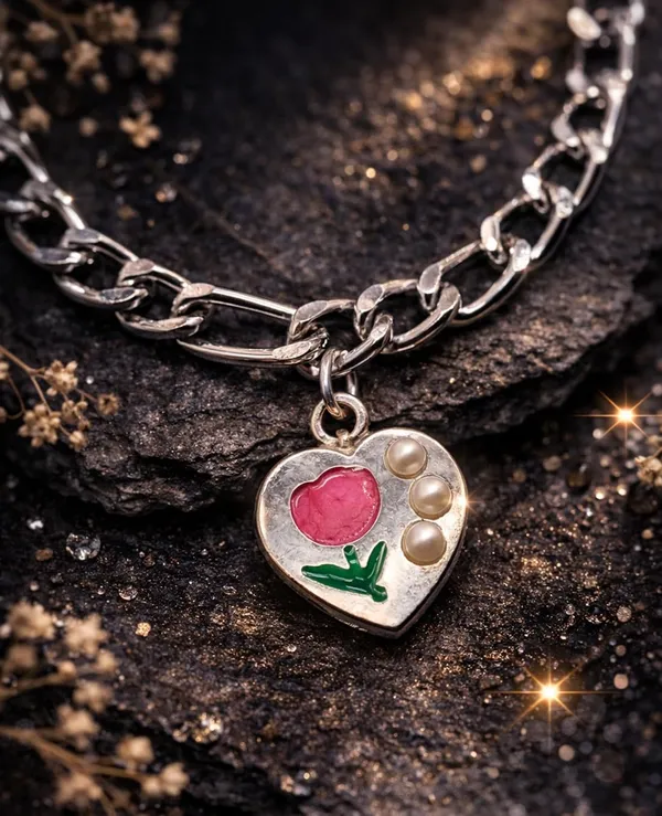 Silver_Tone_Heart_Charm_Bracelet_for_Women_|_Floral_Heart_Pendant_Bracelet_with_Pearl_&_Enamel_Design_|_(A486,_1)