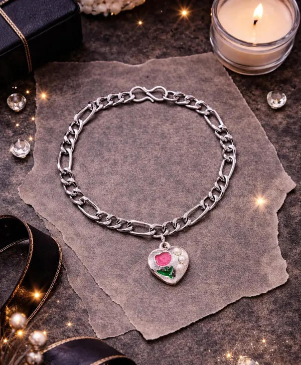 Silver_Tone_Heart_Charm_Bracelet_for_Women_|_Floral_Heart_Pendant_Bracelet_with_Pearl_&_Enamel_Design_|_(A486,_1)