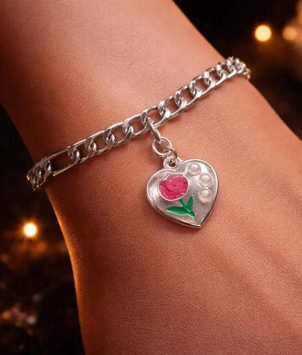 Silver_Tone_Heart_Charm_Bracelet_for_Women_|_Floral_Heart_Pendant_Bracelet_with_Pearl_&_Enamel_Design_|_(A486,_1)