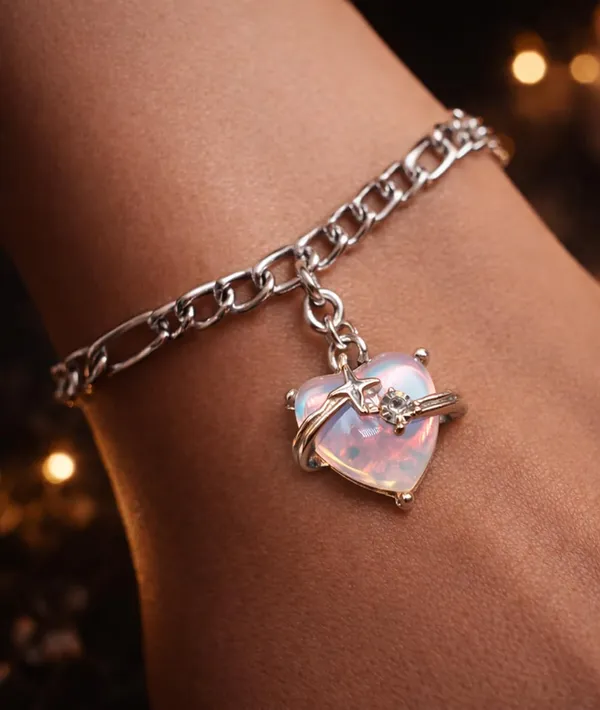 Silver_Tone_Heart_Charm_Bracelet_for_Women_|_Designer_Chain_Bracelet_with_Pink_Crystal_Heart_Pendant_|