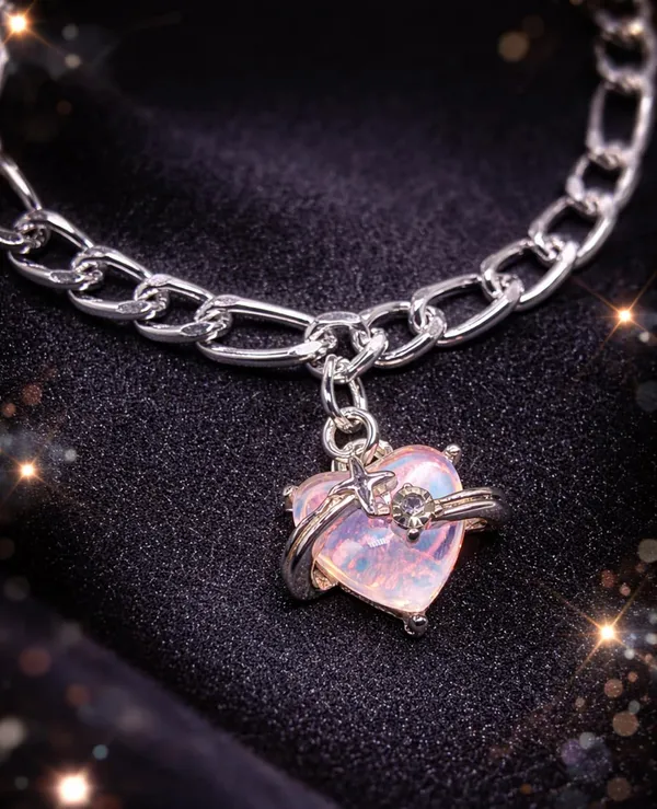 Silver_Tone_Heart_Charm_Bracelet_for_Women_|_Designer_Chain_Bracelet_with_Pink_Crystal_Heart_Pendant_|