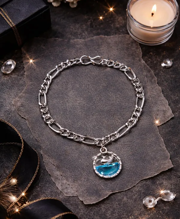 Silver_Figaro_Chain_Bracelet_with_Blue_Ocean_Dolphin_Charm,_Crystal_Embellished_Pendant_(A481,_1)