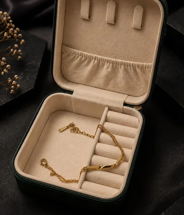 SHANKHRAJ_MALL_Silver-Tone_Double_Chain_Bracelet_with_Bar_Accent_(GOLD)