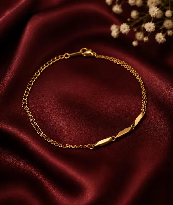 SHANKHRAJ_MALL_Silver-Tone_Double_Chain_Bracelet_with_Bar_Accent_(GOLD)