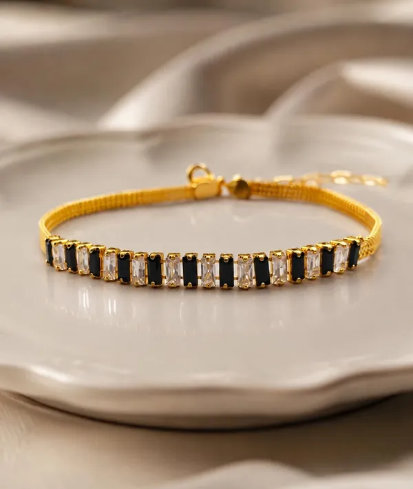 SHANKHRAJ_MALL_Gold_Plated_Stone_Bracelet_for_Women_&_Girls,_BLACK