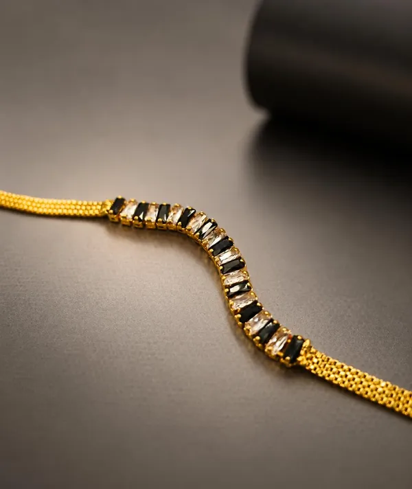 SHANKHRAJ_MALL_Gold_Plated_Stone_Bracelet_for_Women_&_Girls,_BLACK