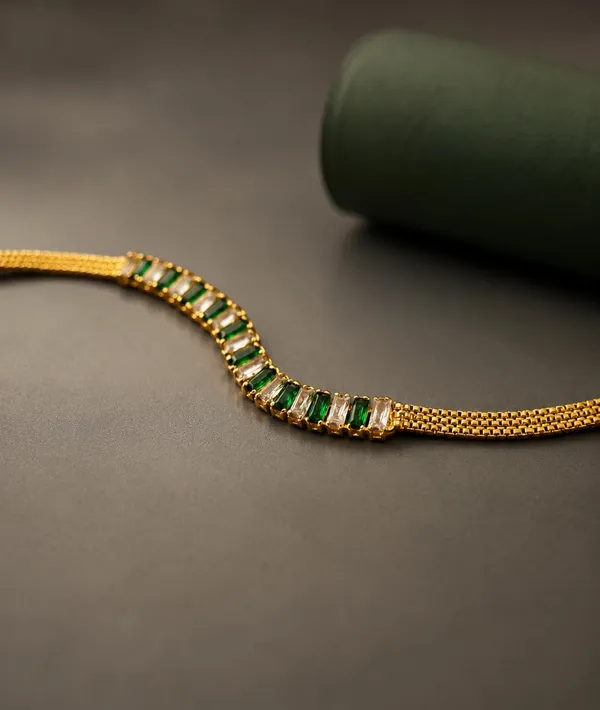 SHANKHRAJ_MALL_Gold_Plated_Stone_Bracelet_for_Women_&_Girls,_GREEN
