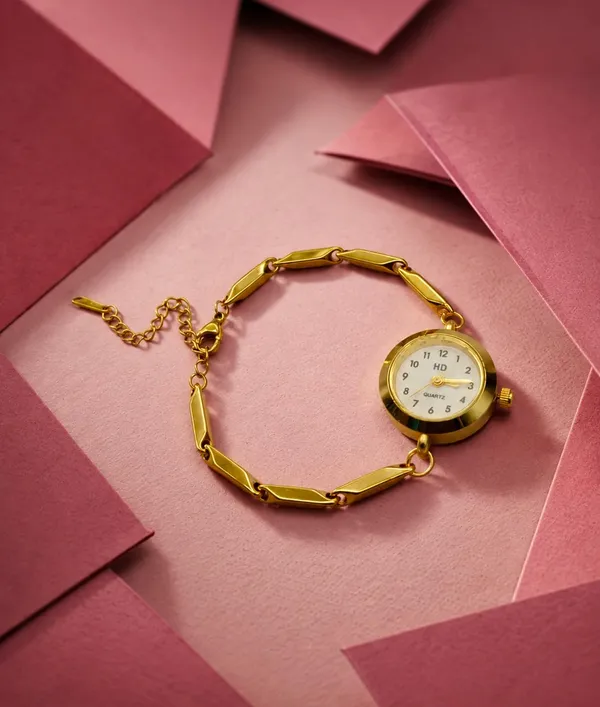 Quartz_Women's_Bracelet_Watch,_Gold-Tone_Chain_Link_Band,_Gold