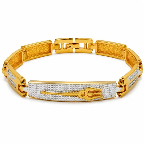 Gold-Plated_Trishul_Link_Chain_Bracelet_with_CZ_Stones_for_Men