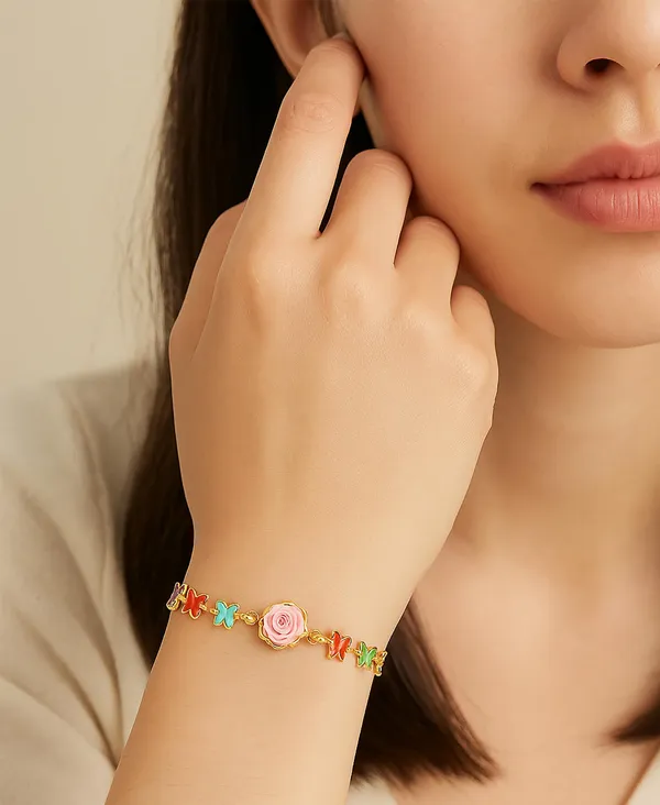 Rainbow_Stone_Bracelet_with_Rose_Charm_(A242)