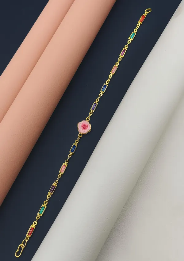 Rainbow_Stone_Bracelet_with_Rose_Charm_(A230)