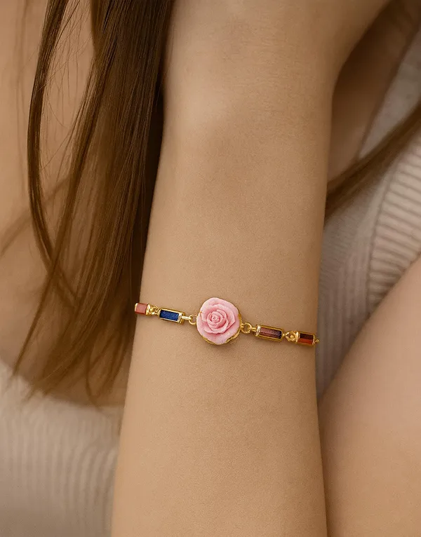 Rainbow_Stone_Bracelet_with_Rose_Charm_(A230)