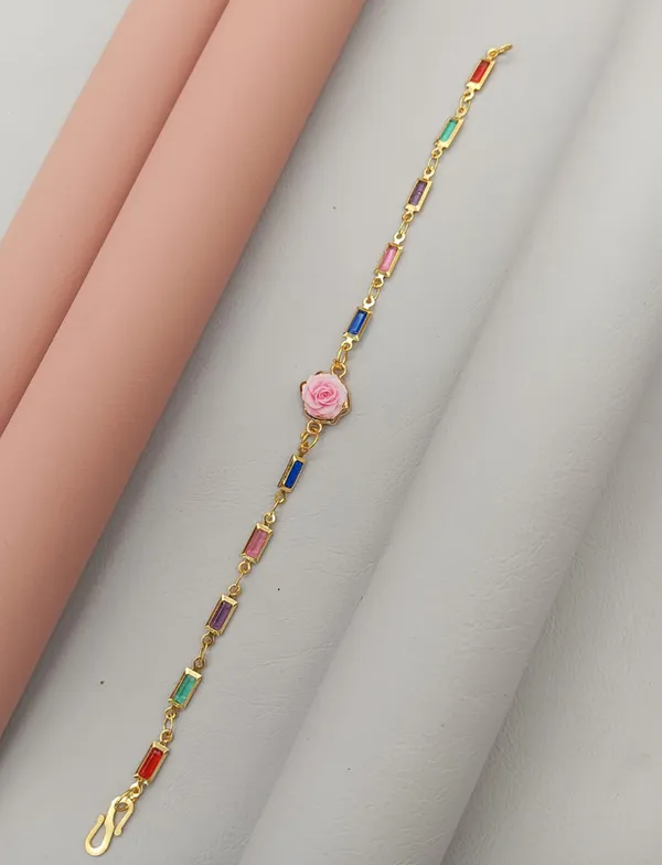 Rainbow_Stone_Bracelet_with_Rose_Charm_(A230)