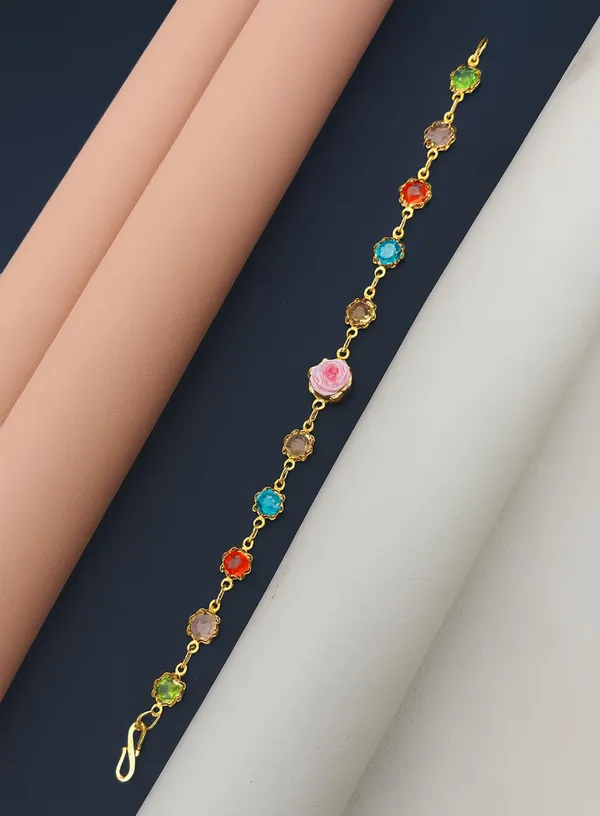 Rainbow_Stone_Bracelet_with_Rose_Charm_(A229)