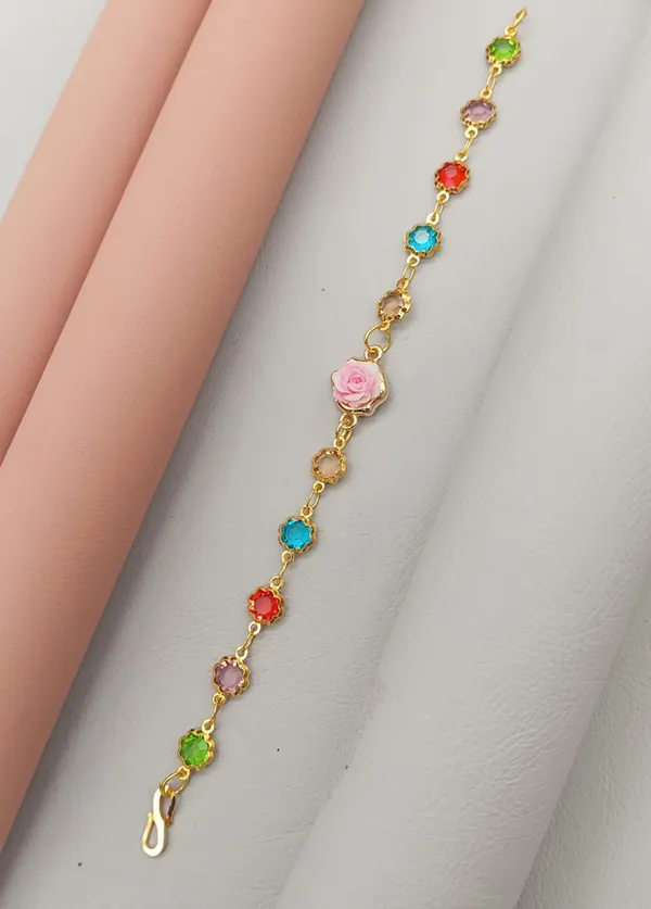 Rainbow_Stone_Bracelet_with_Rose_Charm_(A229)
