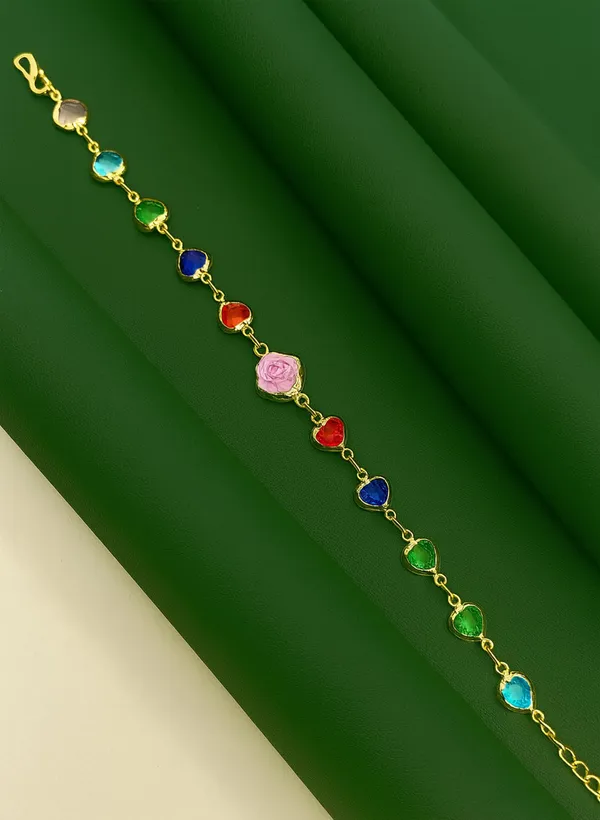Rainbow_Stone_Bracelet_with_Rose_Charm_(A240)