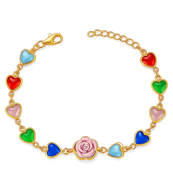 Rainbow_Stone_Bracelet_with_Rose_Charm_(A240)