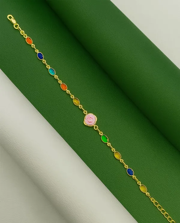 Rainbow_Stone_Bracelet_with_Rose_Charm_(A244)
