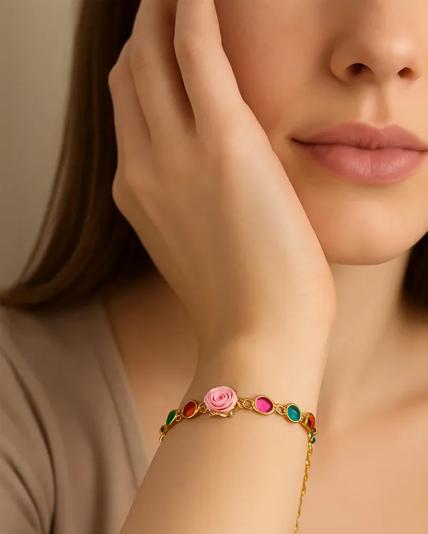 Rainbow_Stone_Bracelet_with_Rose_Charm_(A244)