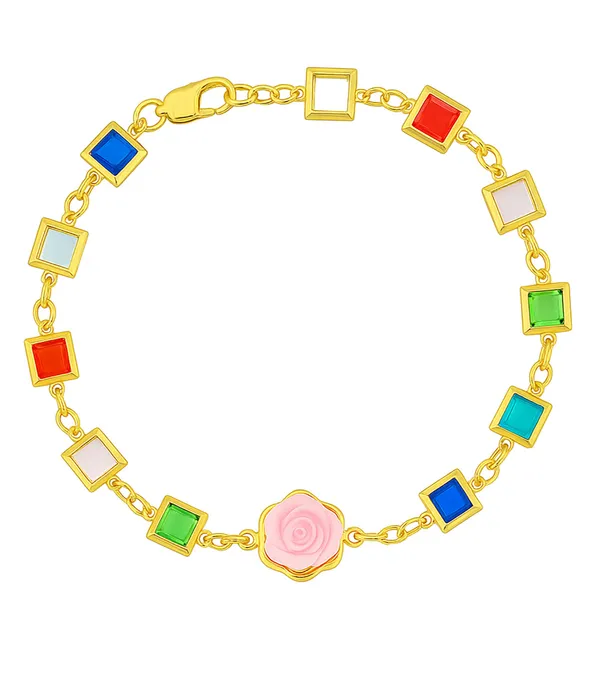 Rainbow_Stone_Bracelet_with_Rose_Charm_(A238)