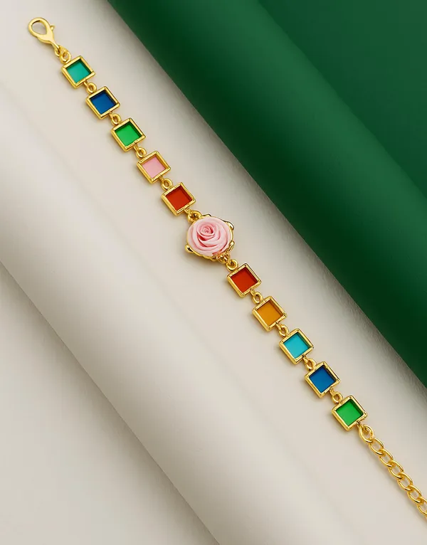 Rainbow_Stone_Bracelet_with_Rose_Charm_(A238)