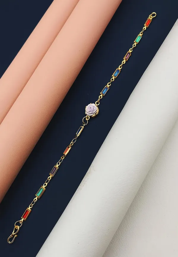 Rainbow_Stone_Bracelet_with_Rose_Charm_(A232)