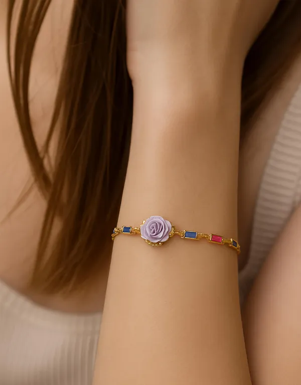 Rainbow_Stone_Bracelet_with_Rose_Charm_(A232)
