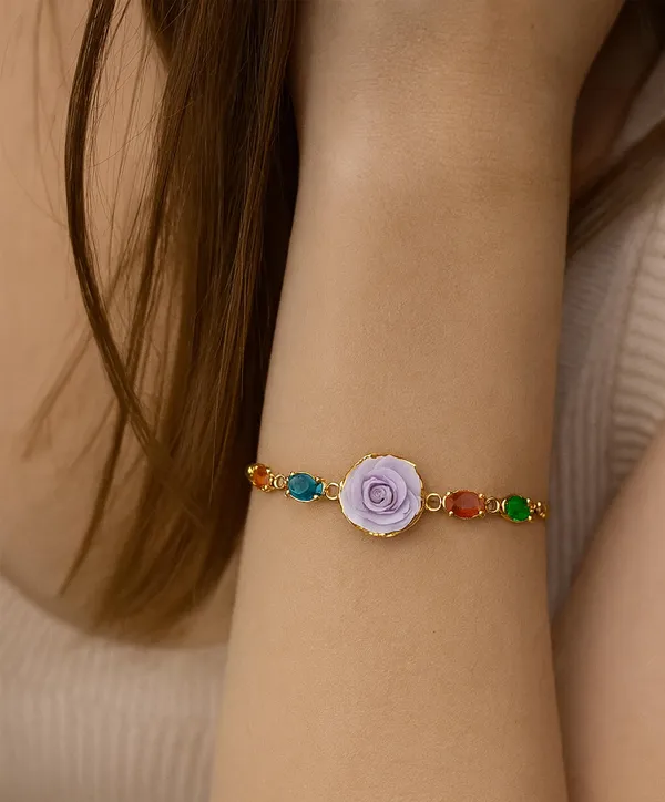 Rainbow_Stone_Bracelet_with_Rose_Charm_(A231)
