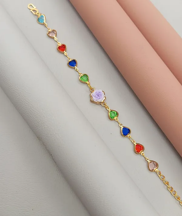 Rainbow_Stone_Bracelet_with_Rose_Charm_(A241)