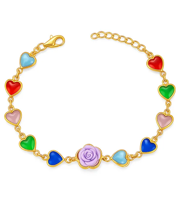 Rainbow_Stone_Bracelet_with_Rose_Charm_(A241)