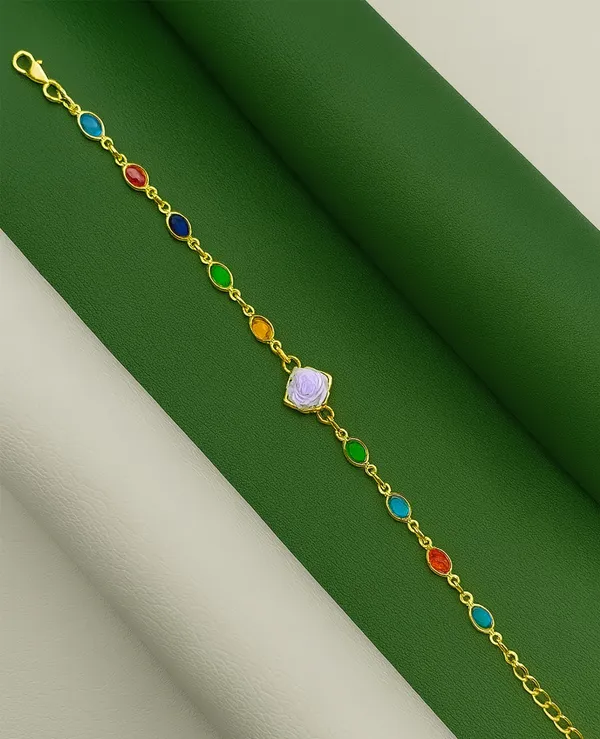 Rainbow_Stone_Bracelet_with_Rose_Charm_(A245)