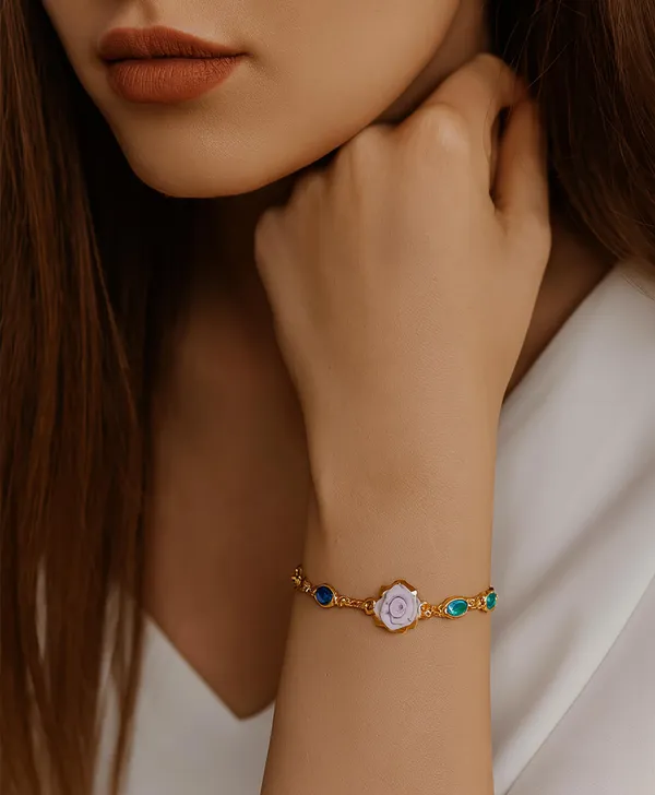 Rainbow_Stone_Bracelet_with_Rose_Charm_(A245)