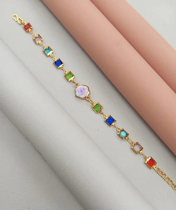 Rainbow_Stone_Bracelet_with_Rose_Charm_(A239)