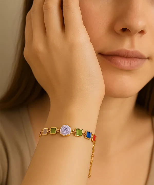 Rainbow_Stone_Bracelet_with_Rose_Charm_(A239)