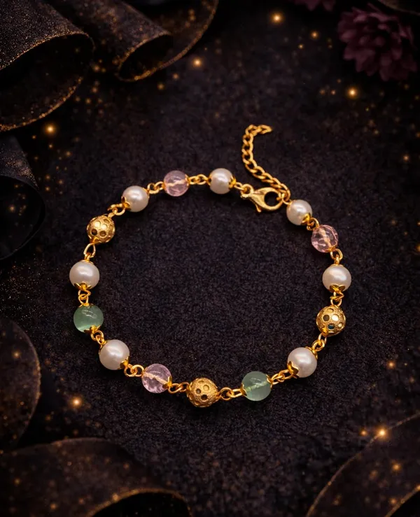 Gold_Plated_Beaded_Bracelet_for_Women_|_Pearl_&_Pastel_Stone_Charm_Bracelet_|_Adjustable_Chain_Link_Bracelet_(A391)